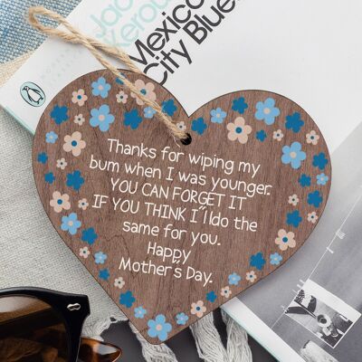 Novelty Mothers Day Gift From Daughter Son Funny Rude Wood Heart Mum Gifts