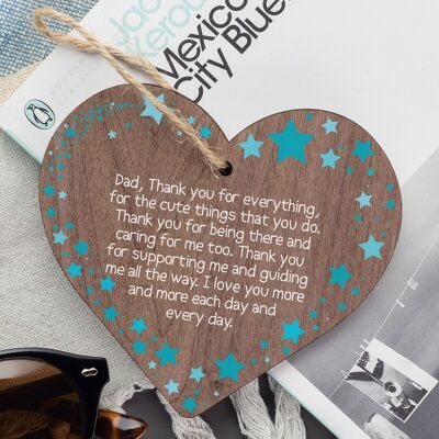Cute Dad Gift Wooden Heart Birthday Gift For Dad Daughter Son Gifts Keepsakes