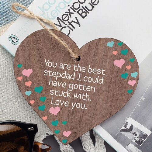 Step Dad Gift Wood Heart Step Dad Birthday Christmas Gift Thank You Gift For Him