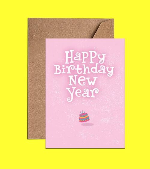 Pink New Year’s Happy Birthday Card –WAC18406