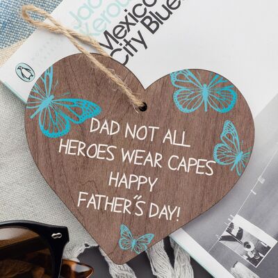 Dad Gifts For Fathers Day Wood Heart Superhero Theme Gift For Dad Thank You