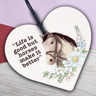 Regalo di amicizia Regalo di cavalli per donne Ragazze Accessorio a forma di cuore in legno Cartello per porta della stalla