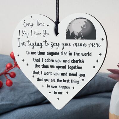 I Love You Plaque Heart Anniversary Gift For Husband Wife Boyfriend Girlfriend