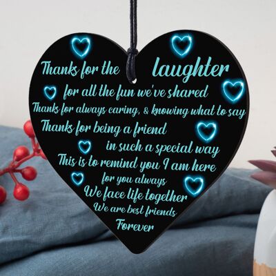 Best Friend Friendship Sign Wooden Hanging Heart Plaque Birthday Gift For Friend