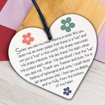 Sister Gifts Plaque amusante faite à la main en forme de cœur en bois pour grande sœur et petite sœur