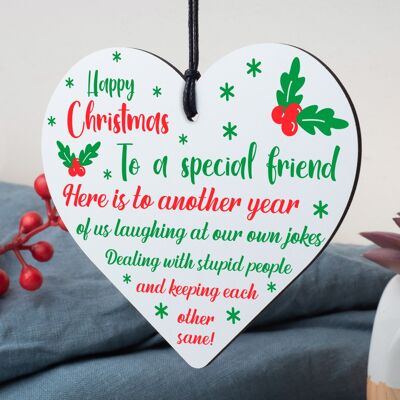 Christmas Gift Wood Heart Sign Novelty Friendship Gift For Best Friend Keepsake