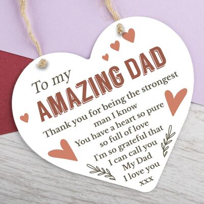 „I Love You Dad“-Geschenk mit Gravur, Herzschild zum Geburtstag, Vatertag, Schild, Geschenk
