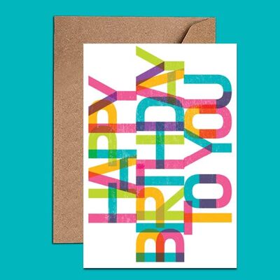 Regenbogenfarben Happy Birthday Card - WAC18107