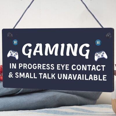Funny Rude Gaming Sign Gift For Son Brother Christmas Birthday Bedroom Sign