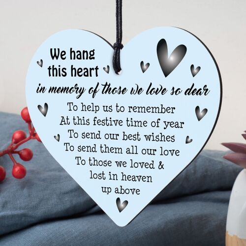 MUM DAD NAN Memorial Christmas Tree Bauble Wood Hanging Heart Xmas Decoration