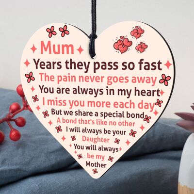 Mum Garden Memorial Gift Wooden Heart Grave Plaque Gifts For Mum In Memory Sign