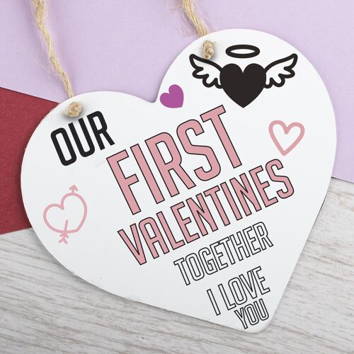 First Valentines Day Hanging Sign For Men Anniversary Gift For Him Gifts Plaque