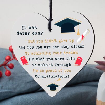 Graduation Gifts Congratulations Wood Heart Plaque Leaving Uni Son Daughter Gift