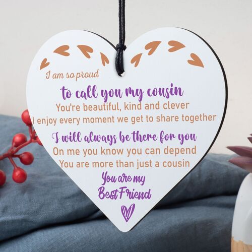 Cousin Christmas Gift Wooden Heart Plaque Cousin Gifts For Girls For Boys Family