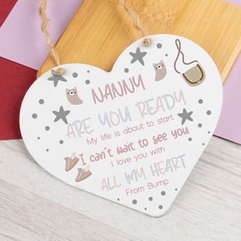Nanny To Be Gifts Coeur en bois Nanny To Be Cadeaux de fête prénatale de Bump Gifts