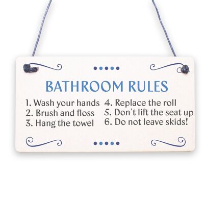 Reglas de baño, placa divertida para puerta de baño, cartel de pared, caballeros, señoras, Loo, novedad