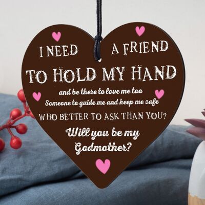 Will You Be My Godmother Gift For Friend Wooden Heart Godparent Asking Gifts