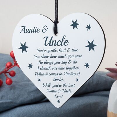 Auntie And Uncle Plaque Wooden Heart Quirky Gifts For Uncle Auntie Keepsake Sign