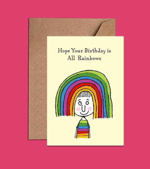 All Rainbows Girl With Rainbow Hair Card - WAC18154