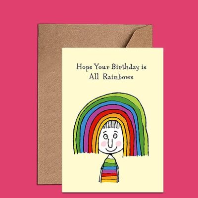 All Rainbows Girl With Rainbow Hair Card - WAC18154