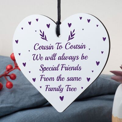 Cousin Family Gifts Christmas Birthday Gift For Cousin Wood Heart Thank You Gift
