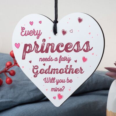 Will You Be My Godmother Fairy Wooden Heart Godparents Family Friendship Gifts