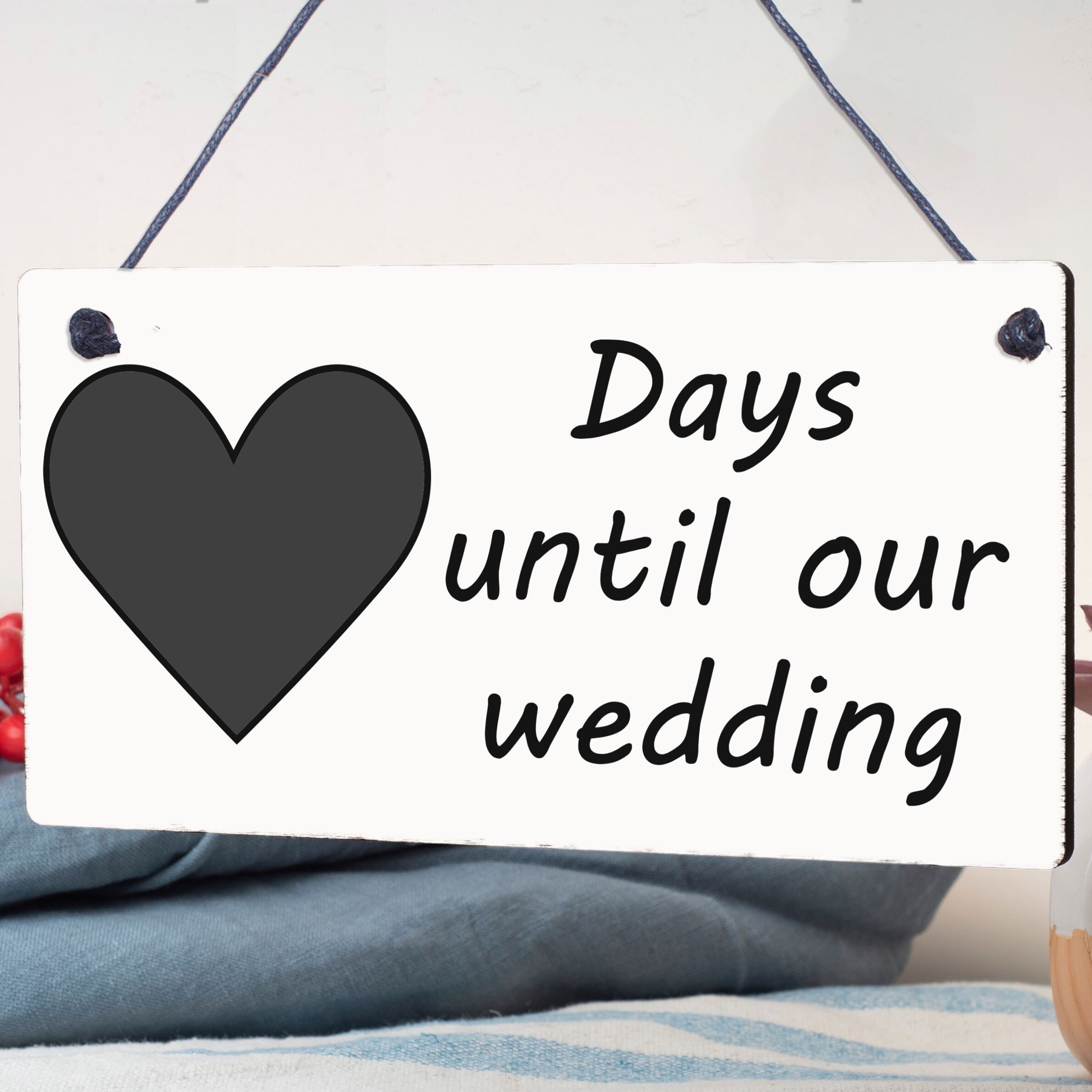 Plaque de compte à rebours de mariage, tableau noir, cadeau de fiançailles, Mr & Mme Présente