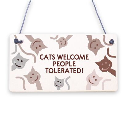 Letreros de gato para el hogar, letrero divertido para casa de gato, placa para puerta, regalos para amantes de los animales