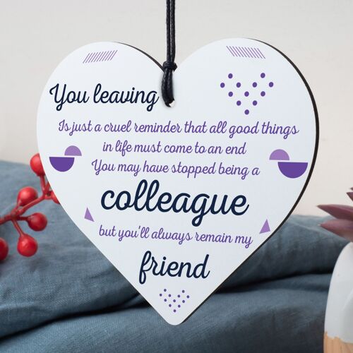 Colleague Gift Friendship Friend Wood Heart Plaque Leaving Office Gift Thank You