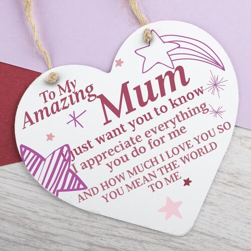Mothers Day Hanging Sign For Mum Nan Heart Love Sign Plaque Birthday Gift