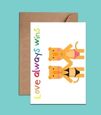 L'amour gagne toujours la fierté Gay Love Card - WAC18564 1