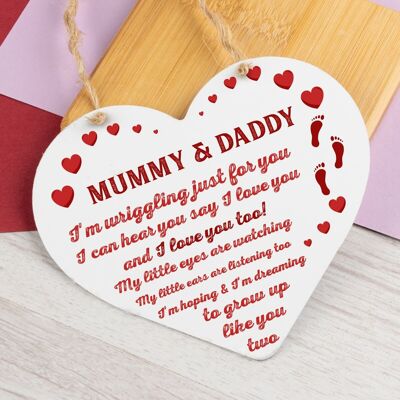 Regali per nuova mamma e papà Cuore in legno Regali per baby shower per mamma e papà Regalo per bambini