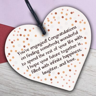 Handmade Congratulations Gift For Couple Wooden Heart Engagement Gift Plaque