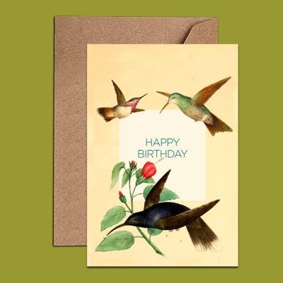 Tarjeta de cumpleaños del pájaro del tarareo - WAC18139