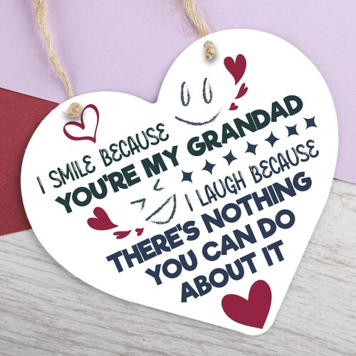 Funny Grandad Gift For Fathers Day Novelty Wooden Heart Sign Gift For Grandad