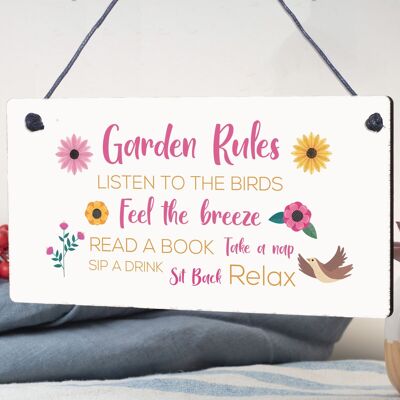 Summer House Rules - Placa colgante para cobertizo de jardín, regalo de amistad para el hogar