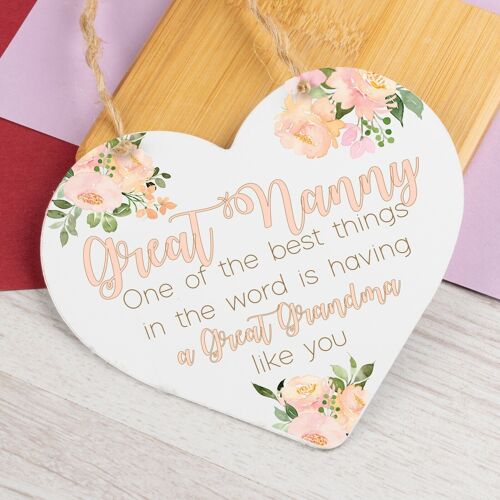 Great Nanny Gift Wooden Heart Grandparent Birthday Gift For Her Gifts For Women