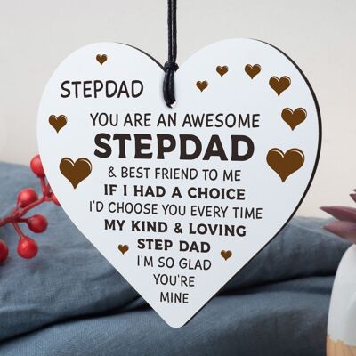 Step Dad Fathers Day Gifts for Best Step Dad Wooden Heart Gift For Him Stepdad