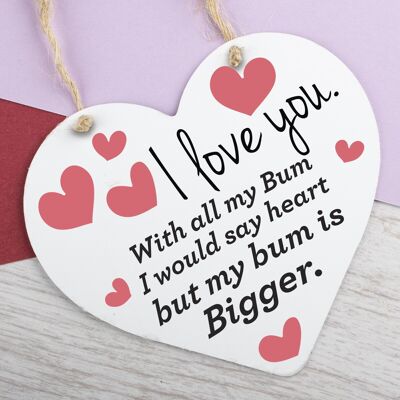 I Love You Heart Plaque Hanging Sign Anniversary Valentines Day Gift