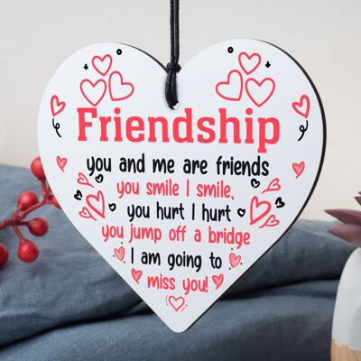 Handmade Friendship Sign Wooden Heart Best Friend Thank You Birthday Gift Plaque