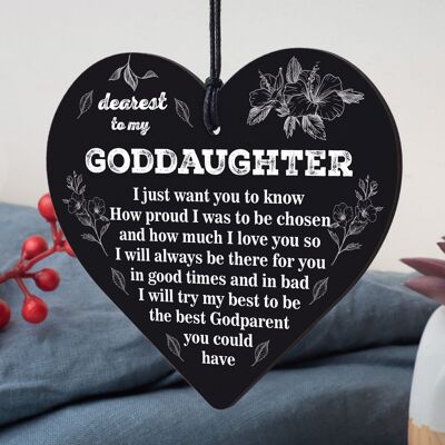 Handmade Goddaughter Gift Wooden Heart Goddaughter Birthday Gift From Godparent