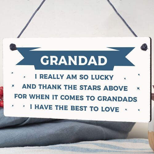 Grandad The Best To Love Wooden Hanging Plaque Shabby Chic Grandfather Gift Sign