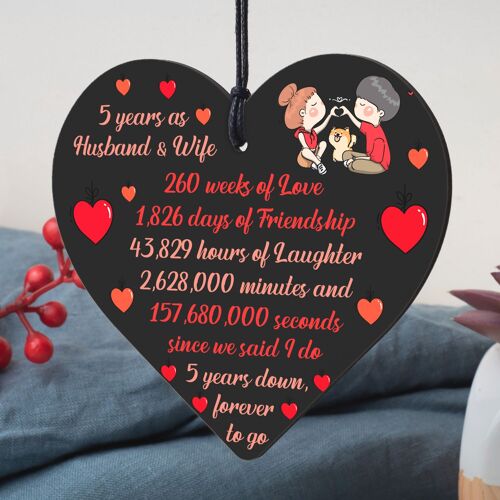 5th Wedding Anniversary Plaque Five Year Anniversary Gift For Her Husband Wife