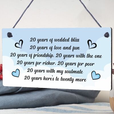 20th Wedding Anniversary Card Gift For Husband Wife Twenty Year Anniversary Gift