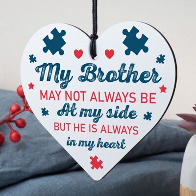 Special Gift For Brother Wood Heart Birthday Christmas Gift For Him Keepsake