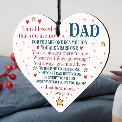 Dad Gift Wooden Heart Special Birthday Christmas Gift For Dad From Daughter Son