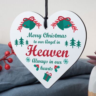 Christmas Heaven Heart In Memory Dad Mum Memorial Xmas Tree Bauble Decoration