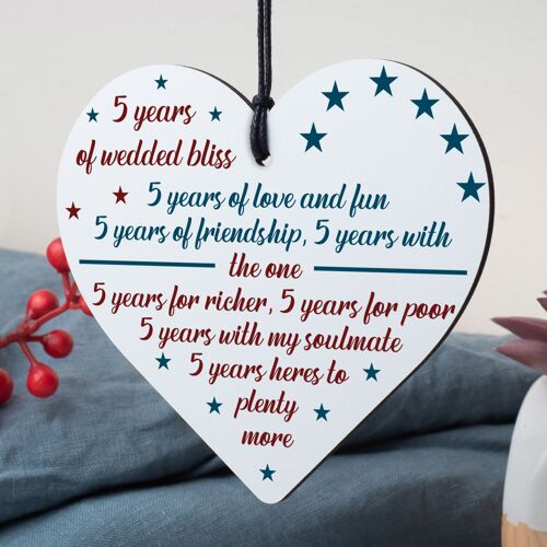 5th Wedding Anniversary 5 Year Wood Handmade Wooden Heart First Wedding Gifts