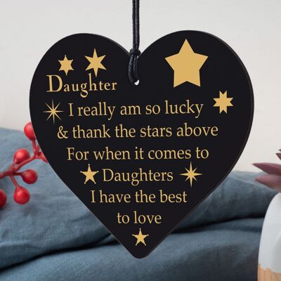 Handmade Gift For Daughter Wooden Heart Chic Birthday Plaque DAUGHTER GIFT