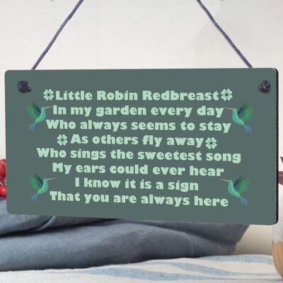 Targa commemorativa del lutto di Robin Redbreast, targa da giardino, regalo di Natale per la famiglia